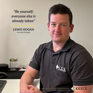 Portrait of Lewis Hogan, Accounts Manager at Keece, handling project and financial accounts.