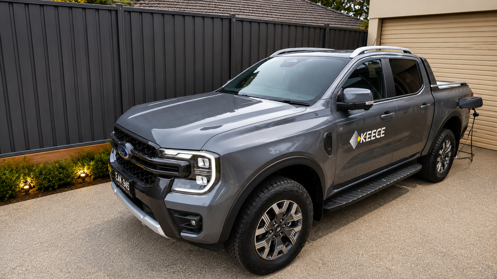 Keece Plug-In Hybrid Ford Wildtrak charging as part of the company's sustainable fleet initiative
