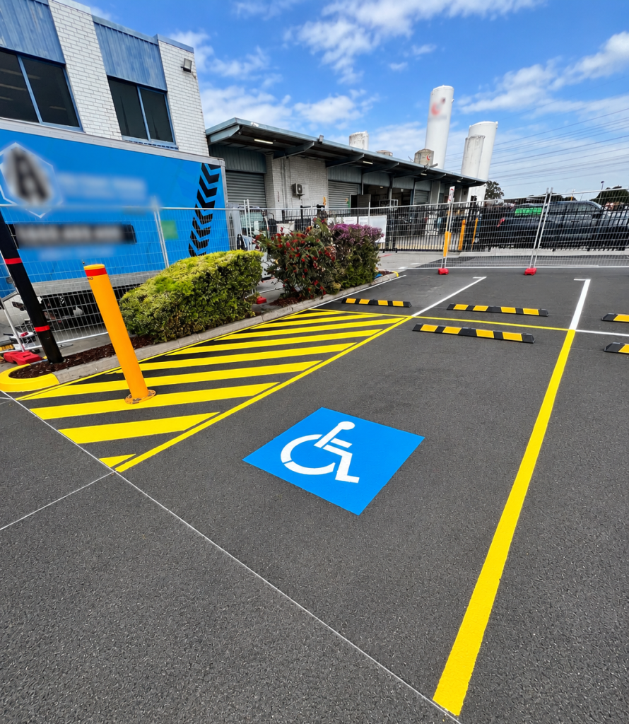 Industrial Parking Lot with Handicap Markings